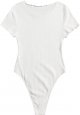 Women's Ribbed Knit Short Sleeve Crew Nekc Basic T Shirt Bodysuit