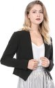 Women's Work Office Suit Collarless Casual Cropped Blazer Jacket